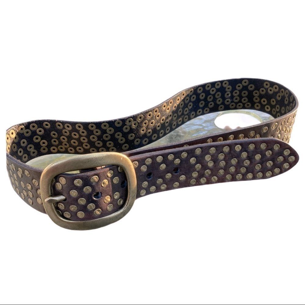Hand Hammered Brass Rivet BoHo Leather Belt.